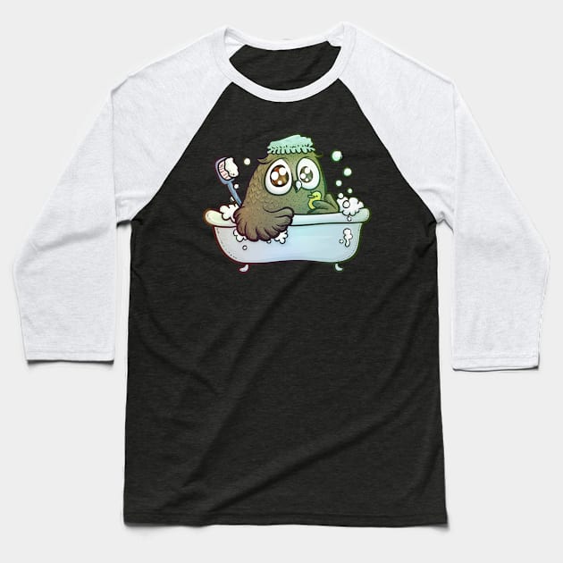 owl having a bath Baseball T-Shirt by Kopfzirkus